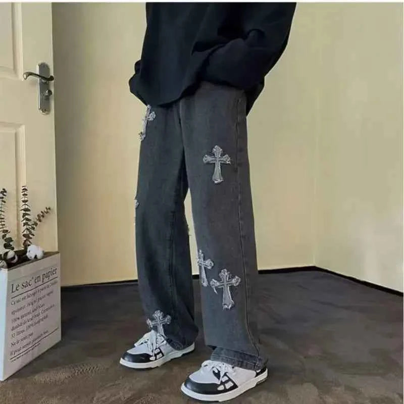 DCDG Cross Patch Straight Leg Jeans (Men’s Y2K Streetwear Denim)