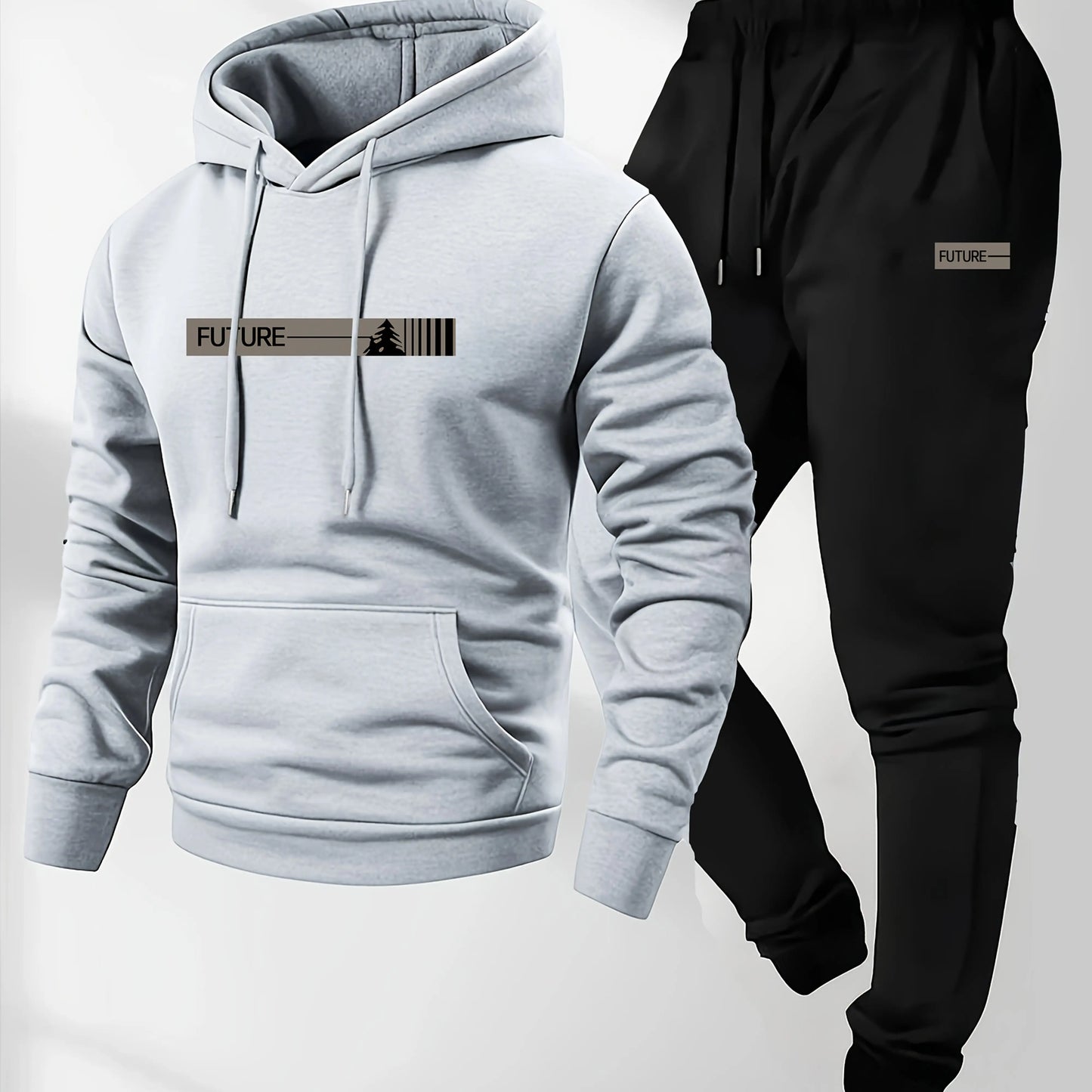 Conjunto deportivo de sudadera con capucha de forro polar para hombre