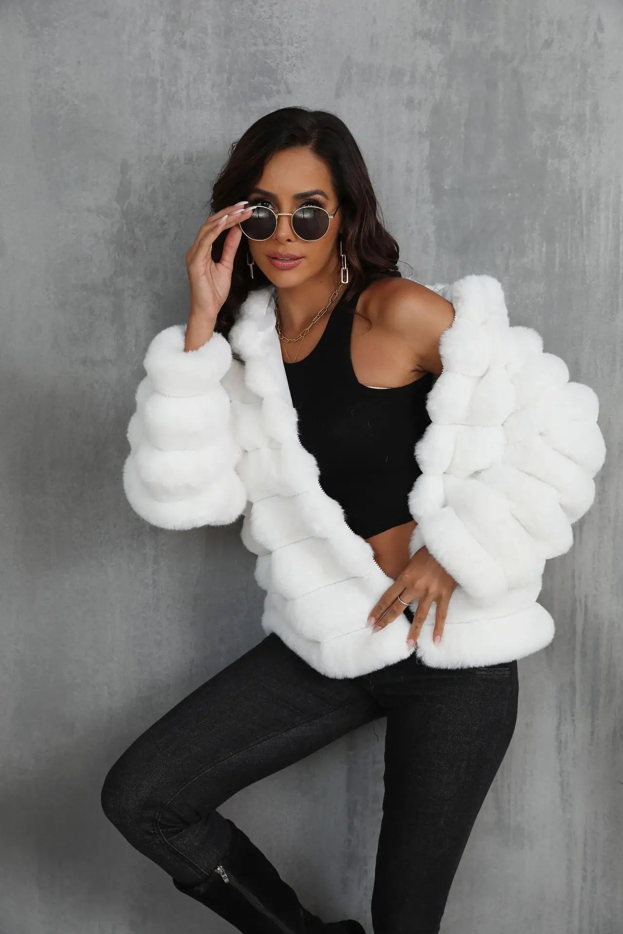 2026 Women’s Hooded Faux Fur Short Coat
