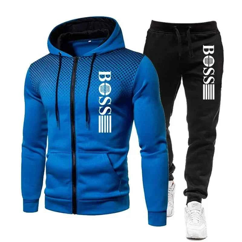 Men’s Zippered Hoodie & Casual Pants Set – Autumn/Winter Fitness & Street Style
