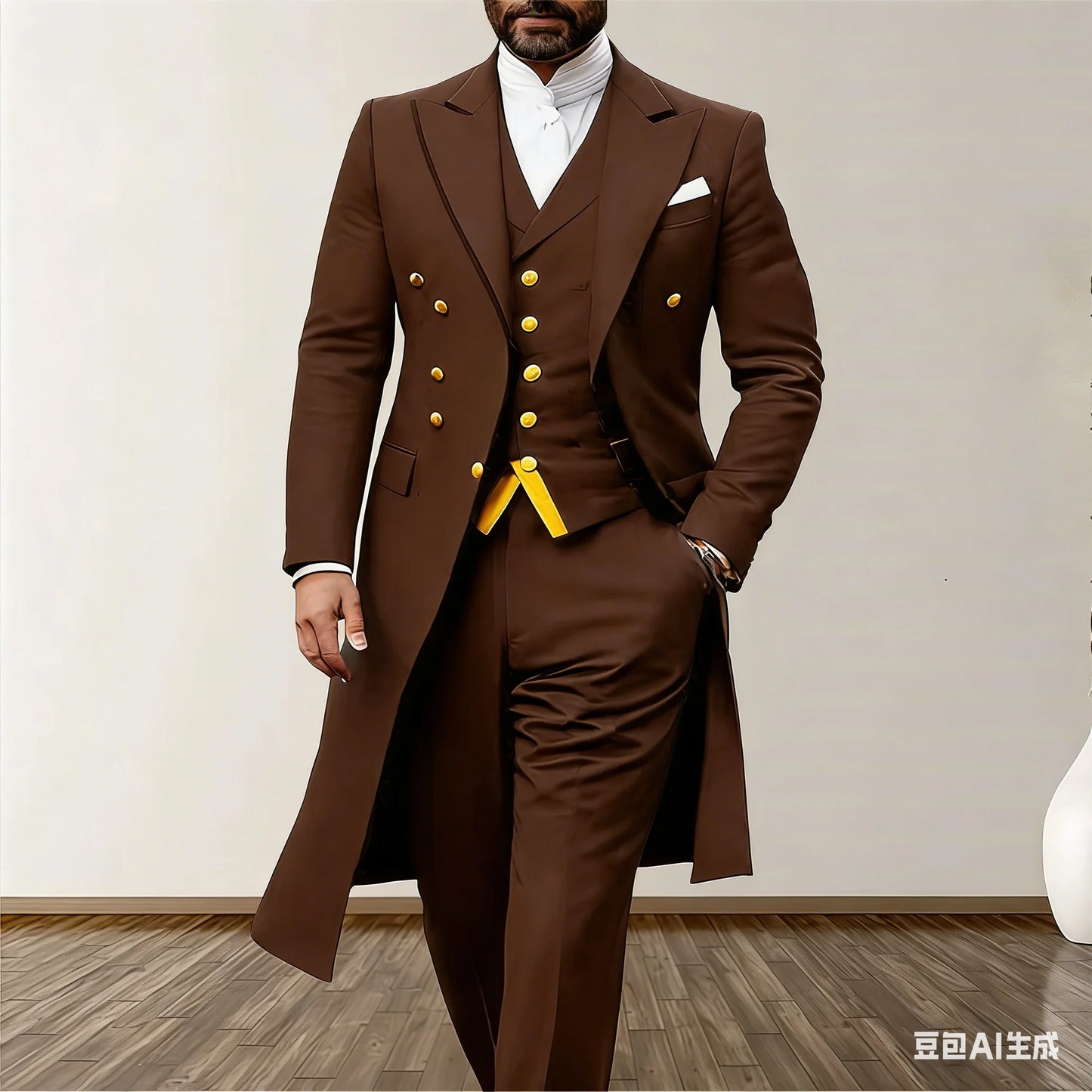 Men’s 3-Piece Royal Longline Suit (Blazer, Vest & Pants)