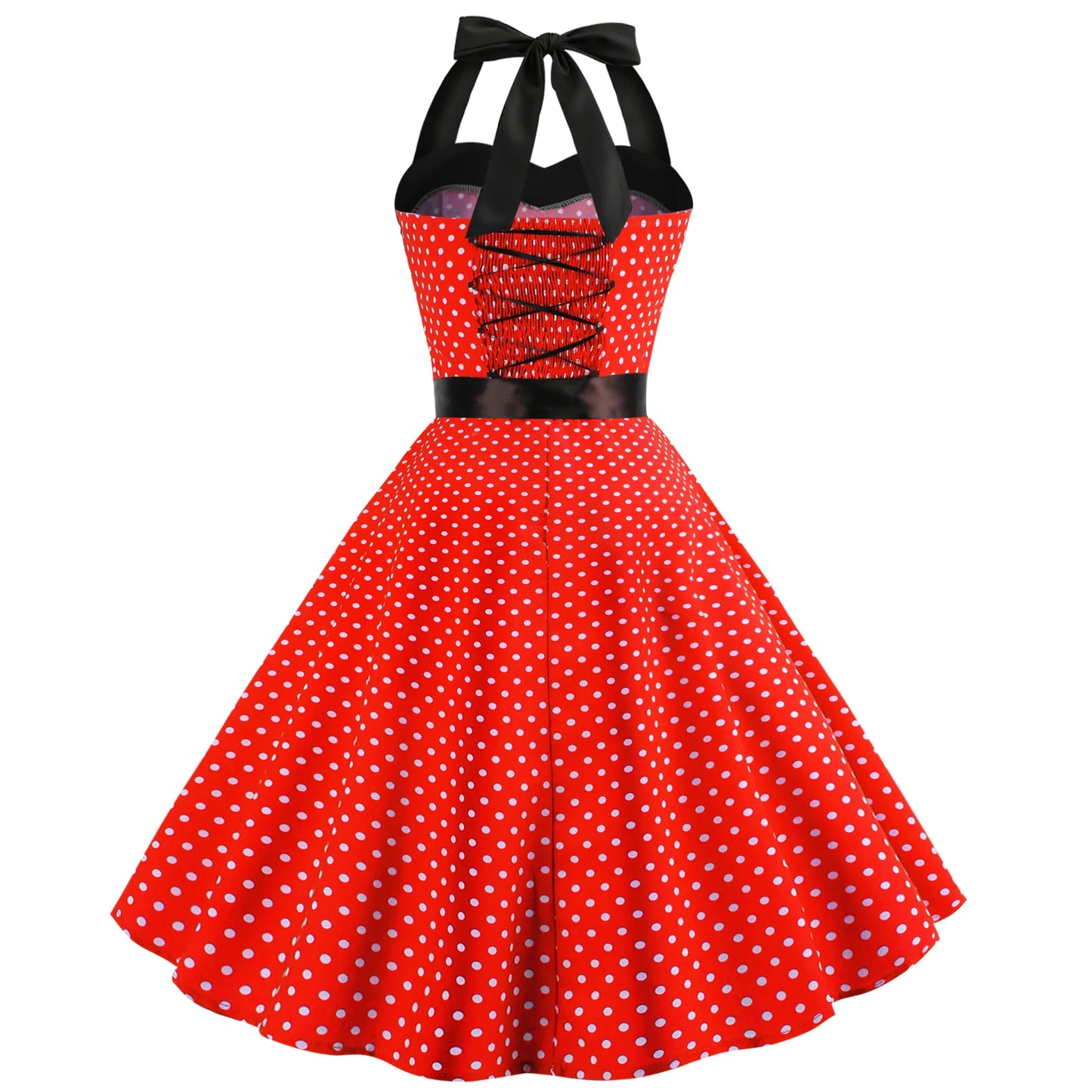 Vestido acampanado vintage de lunares