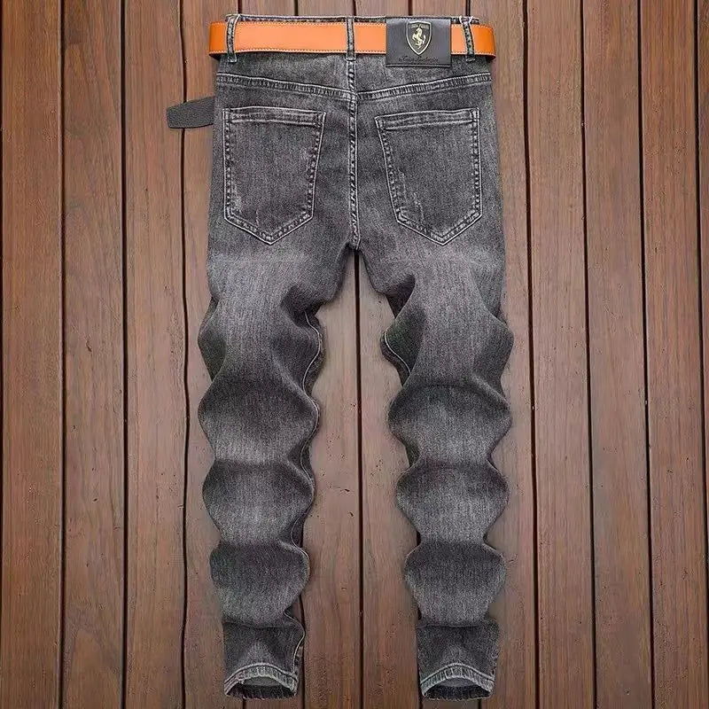 High-End Men’s Embroidered Skinny Jeans