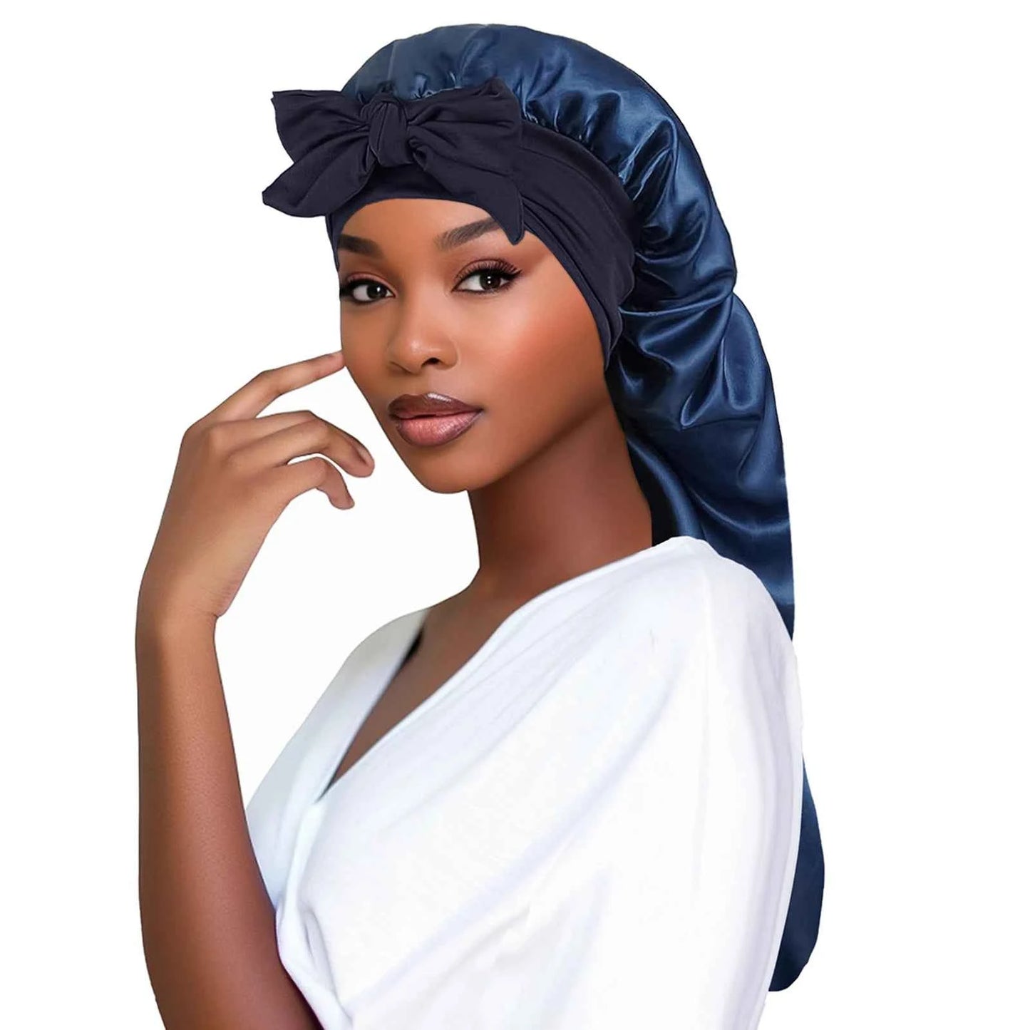 Women’s Bowknot Long Tail Braid Nightcap – Personalized Warmth Sleep Cap & Gift Idea