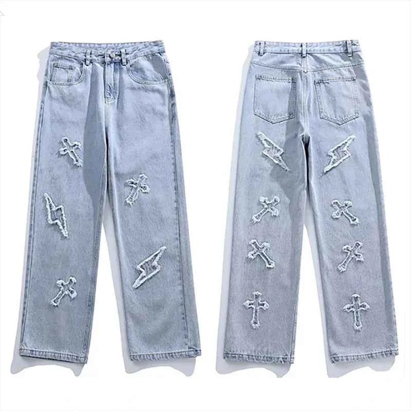DCDG Cross Patch Straight Leg Jeans (Men’s Y2K Streetwear Denim)