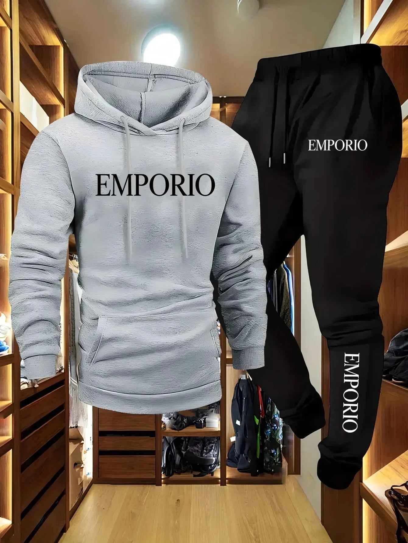Men’s Zip-Up Hooded Tracksuit Set (Spring Sportswear Co-Ord Set)