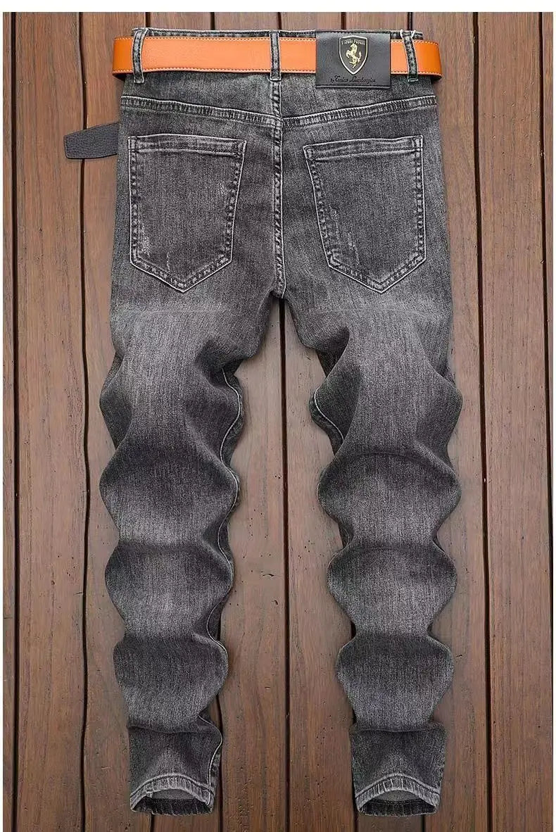 High-End Men’s Embroidered Skinny Jeans