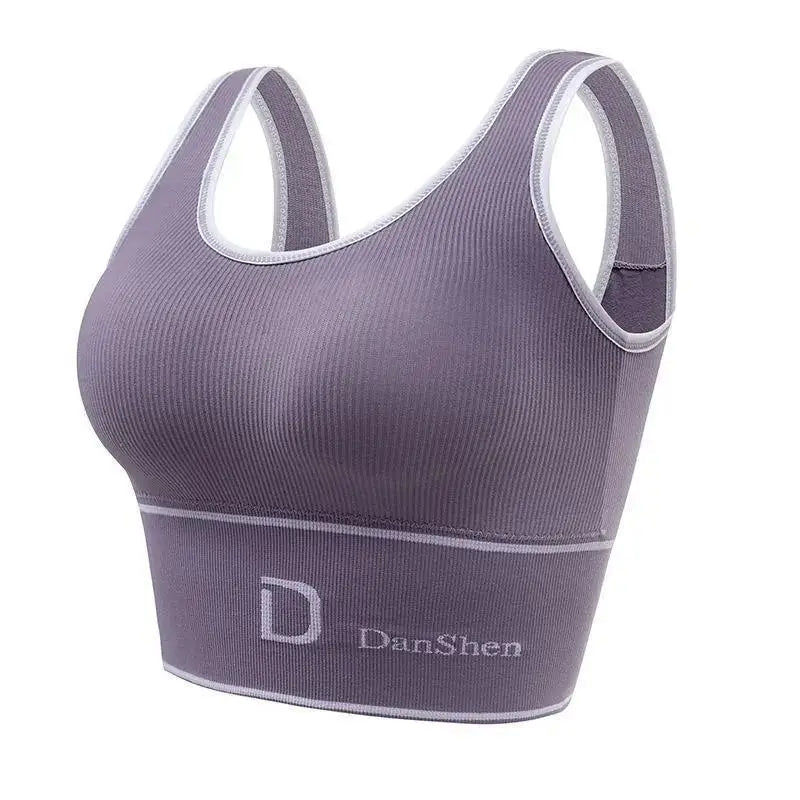 Chaleco deportivo a prueba de golpes para mujer | Top tubo fruncido sin aros con espalda en U