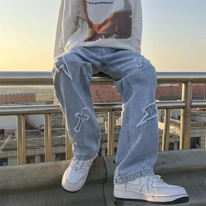 DCDG Cross Patch Straight Leg Jeans (Men’s Y2K Streetwear Denim)