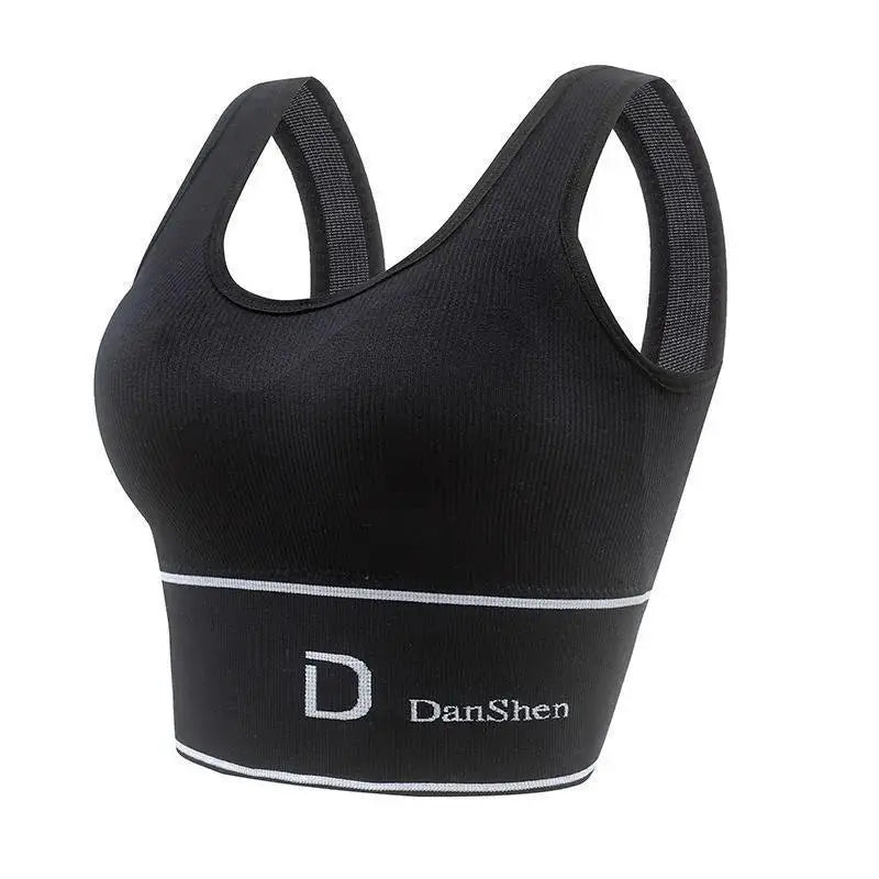 Chaleco deportivo a prueba de golpes para mujer | Top tubo fruncido sin aros con espalda en U
