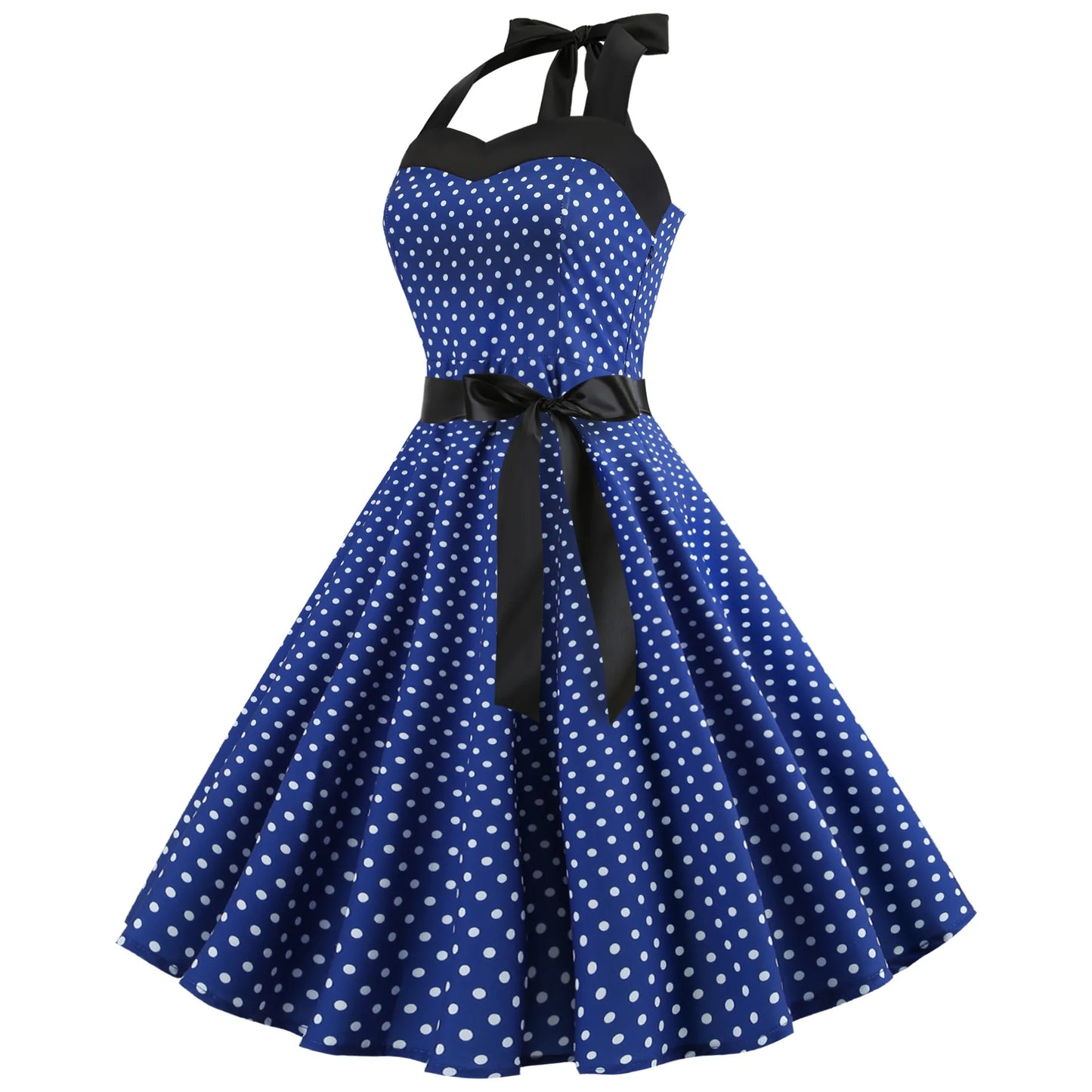 Vestido acampanado vintage de lunares