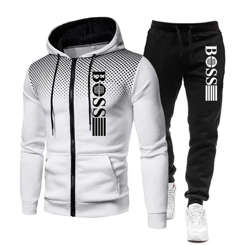 Men’s Zippered Hoodie & Casual Pants Set – Autumn/Winter Fitness & Street Style