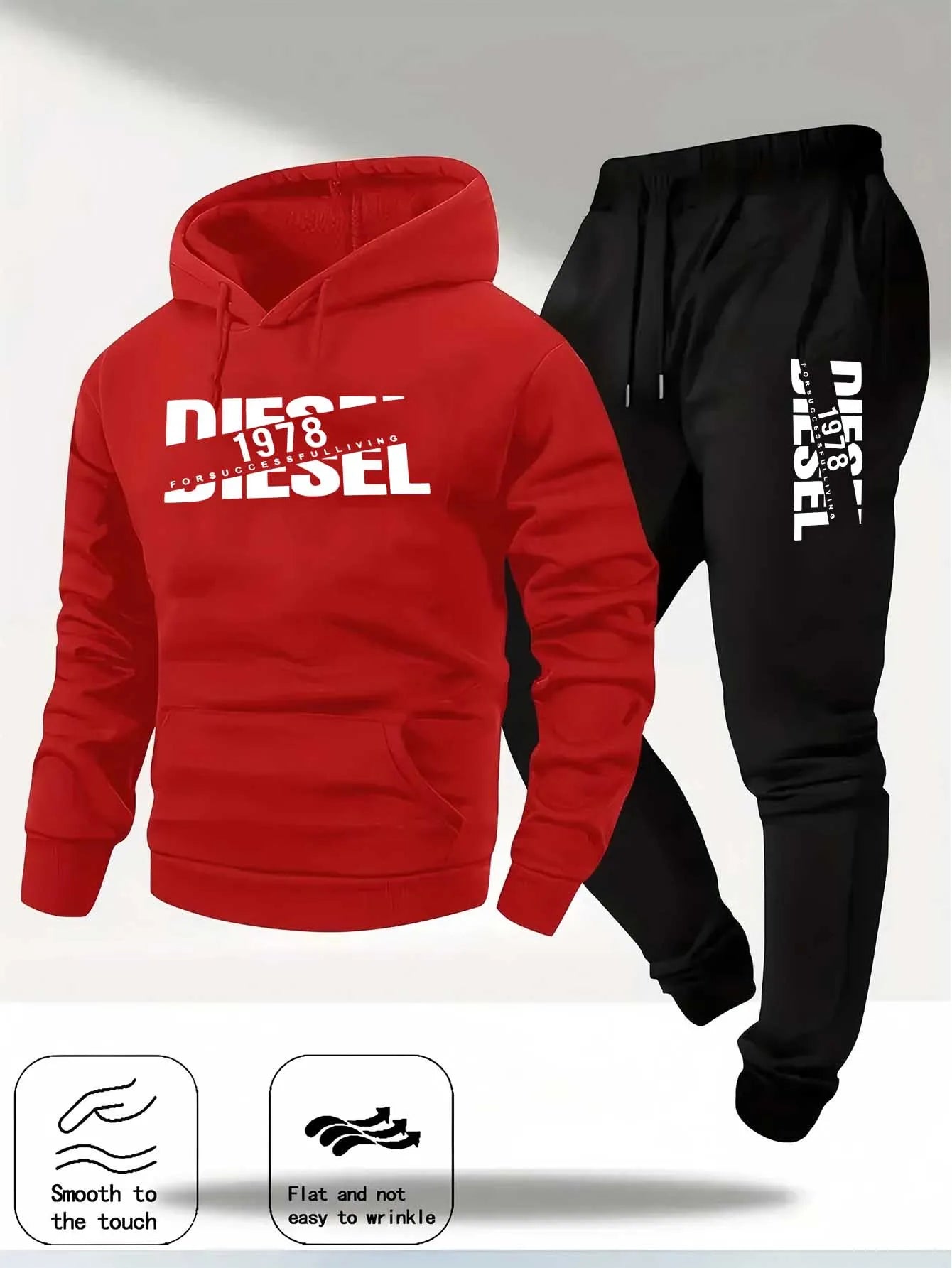 TrendPop DCDG Conjunto urbano
Conjunto deportivo con capucha para hombre – Sudadera con estampado casual y pantalones, ropa urbana de otoño/invierno