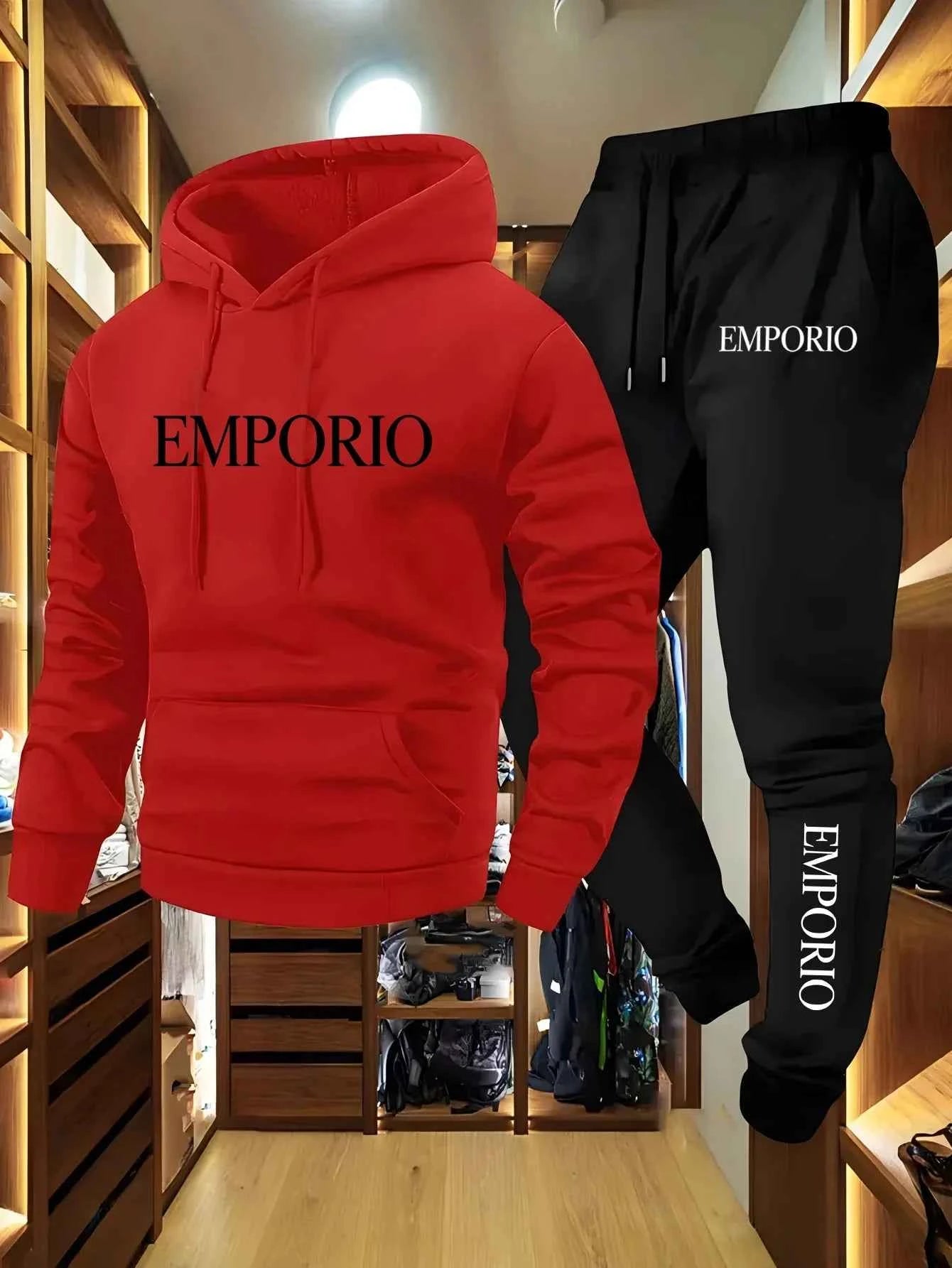 Men’s Zip-Up Hooded Tracksuit Set (Spring Sportswear Co-Ord Set)