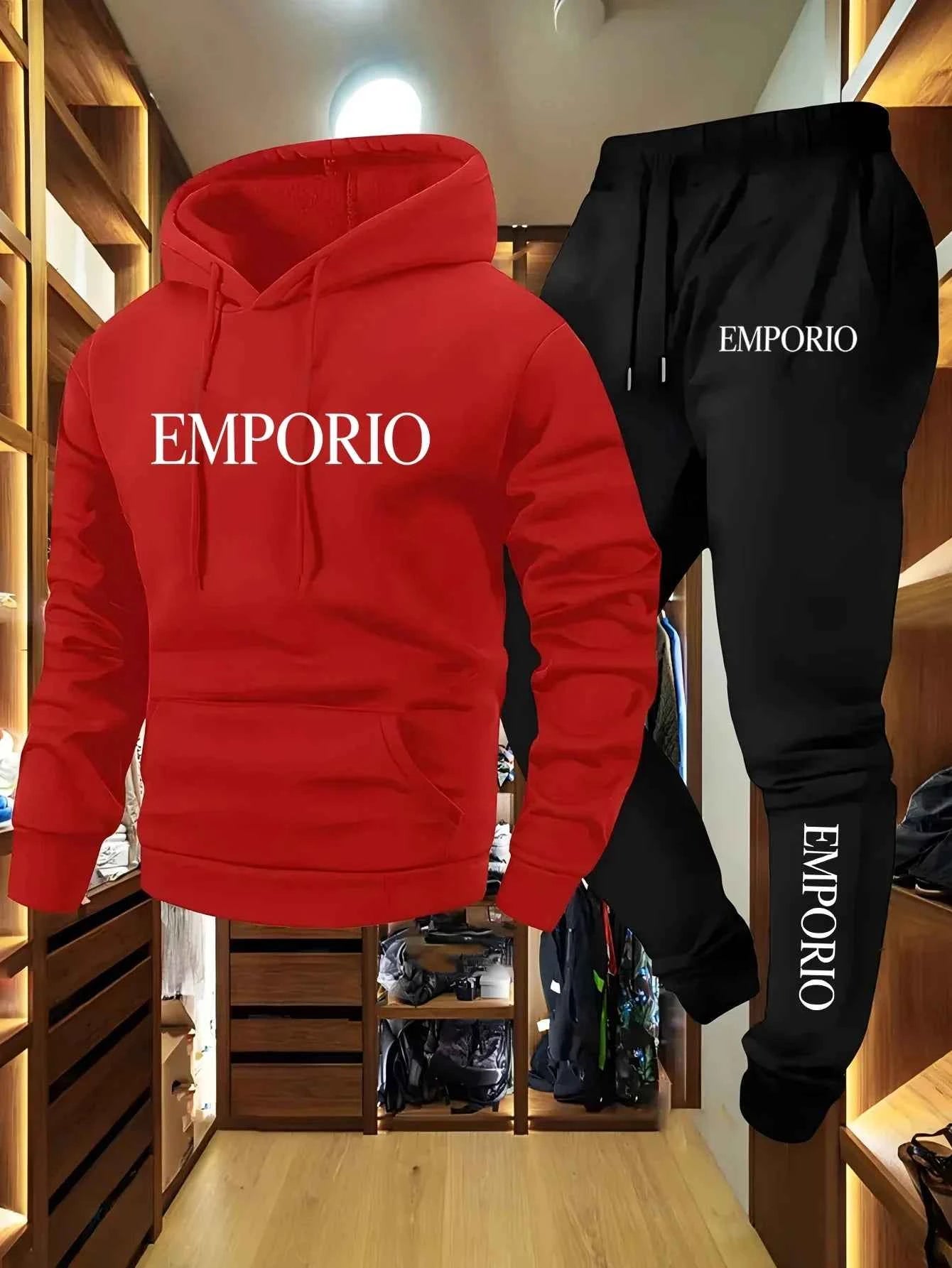 Men’s Zip-Up Hooded Tracksuit Set (Spring Sportswear Co-Ord Set)