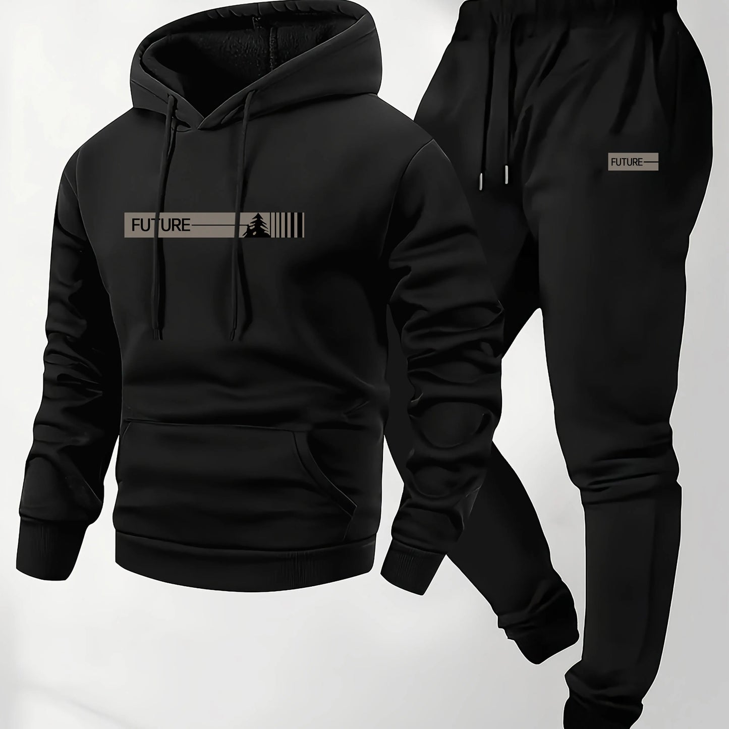 Conjunto deportivo de sudadera con capucha de forro polar para hombre