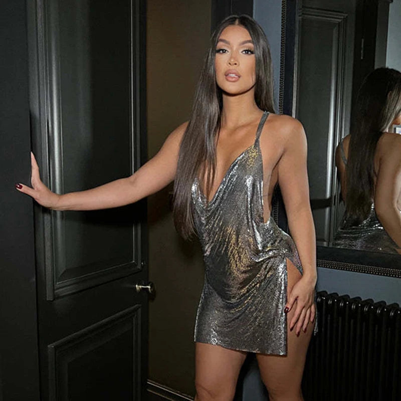 ✨ Minivestido brillante de lentejuelas para rave de los 90 para mujer – Clubwear Y2K