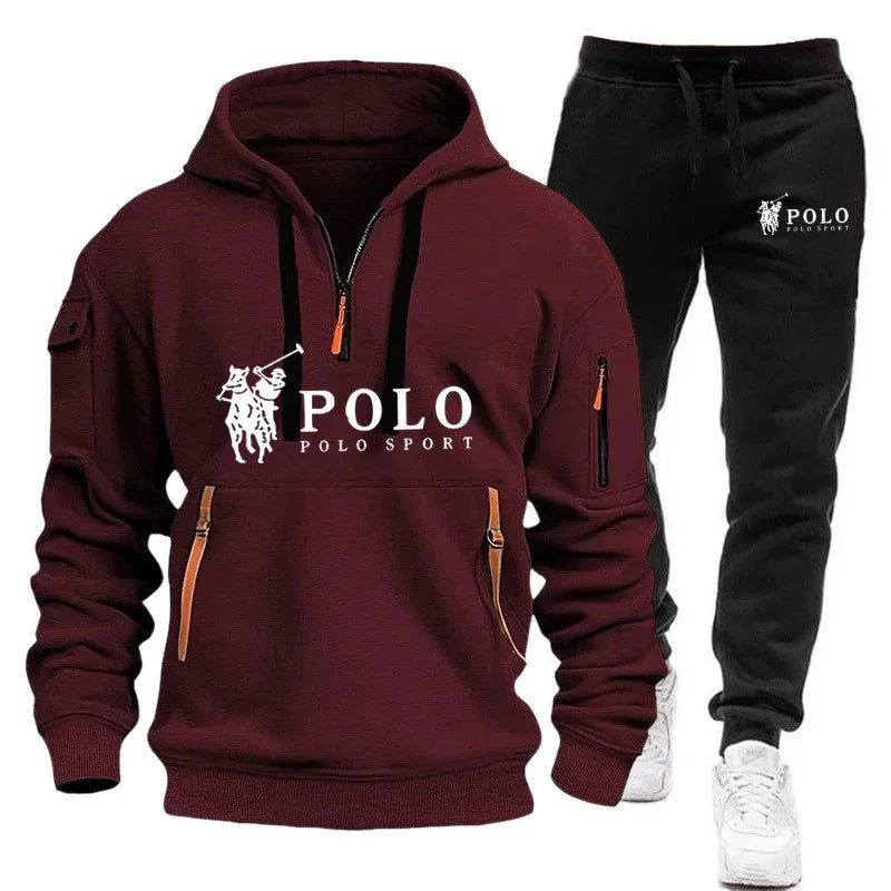 Men’s Casual Hoodie & Pants Set – Outdoor Hiking & Warm Autumn/Winter Wear