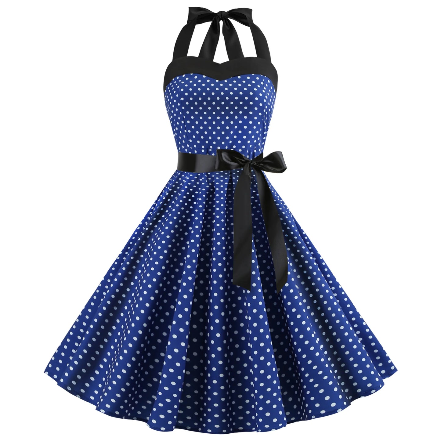 Vestido acampanado vintage de lunares