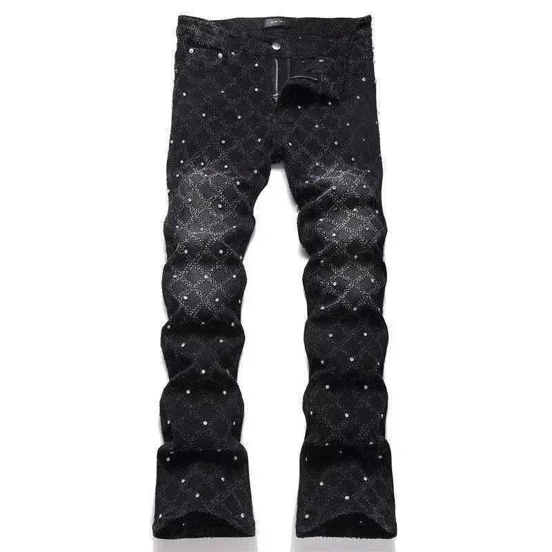 Men’s Printed Stretch Denim Jeans – Tapered Street Fit
