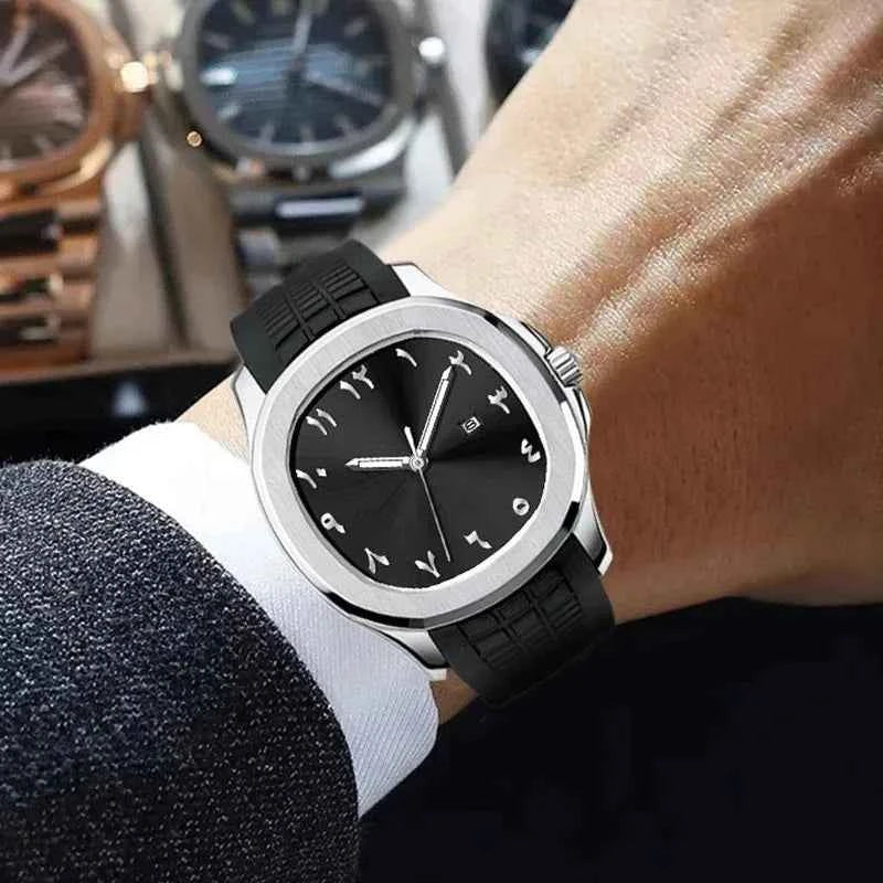 New Modern Minimalist Men's Watch - Creative Arabic Digital Sports Quartz Watch with Unique Luxury Design Gift