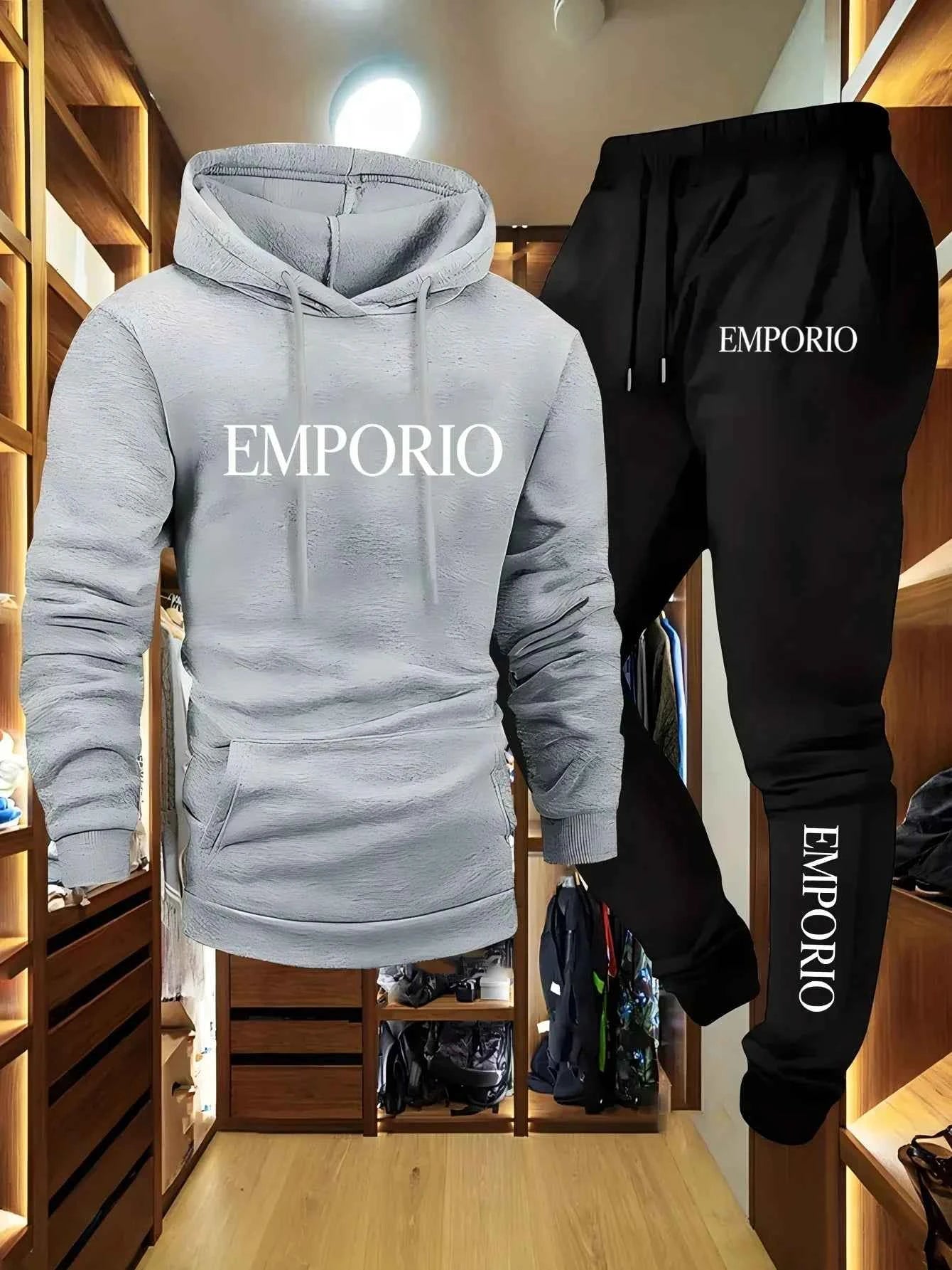 Men’s Zip-Up Hooded Tracksuit Set (Spring Sportswear Co-Ord Set)