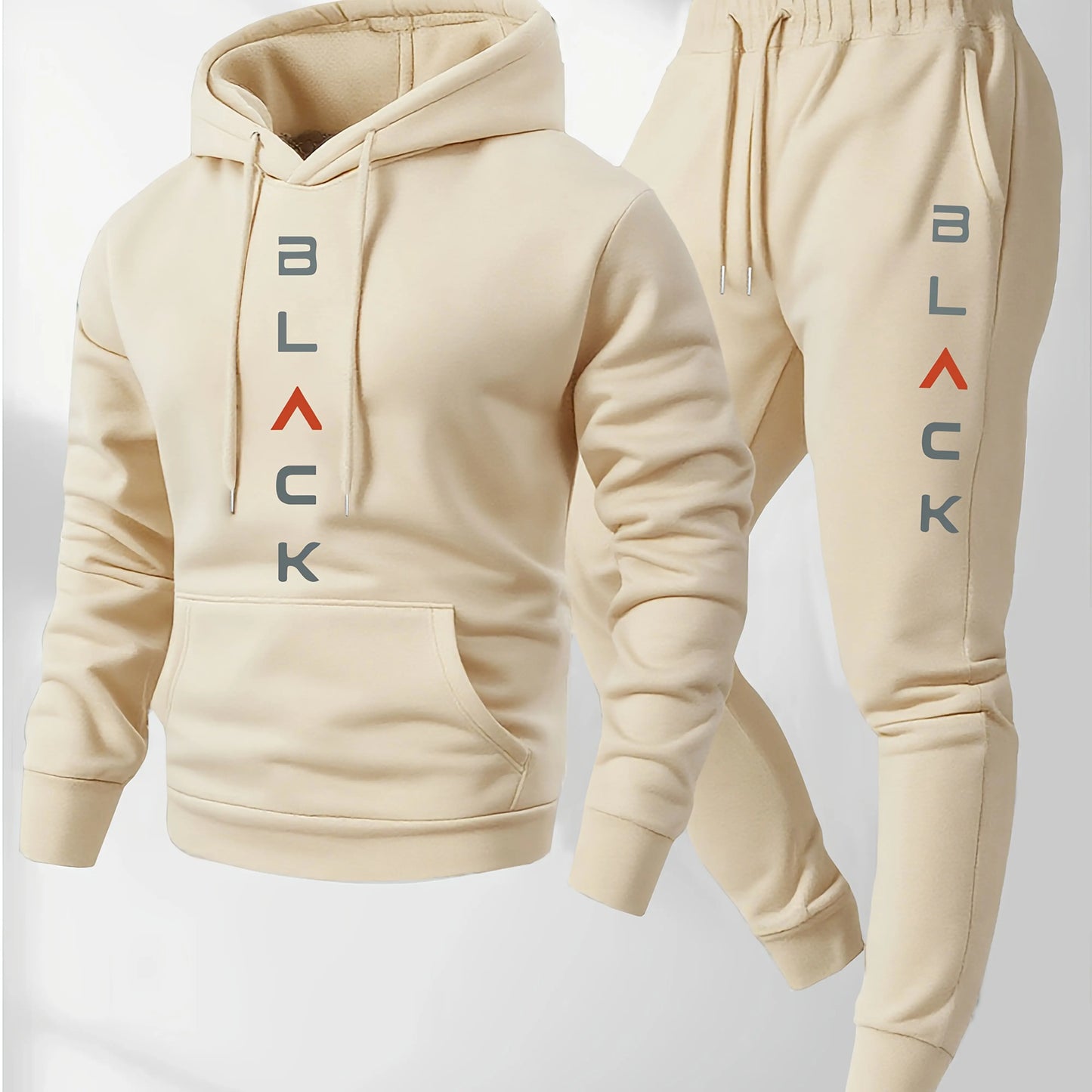 Conjunto deportivo con capucha y estampado de letras para hombre