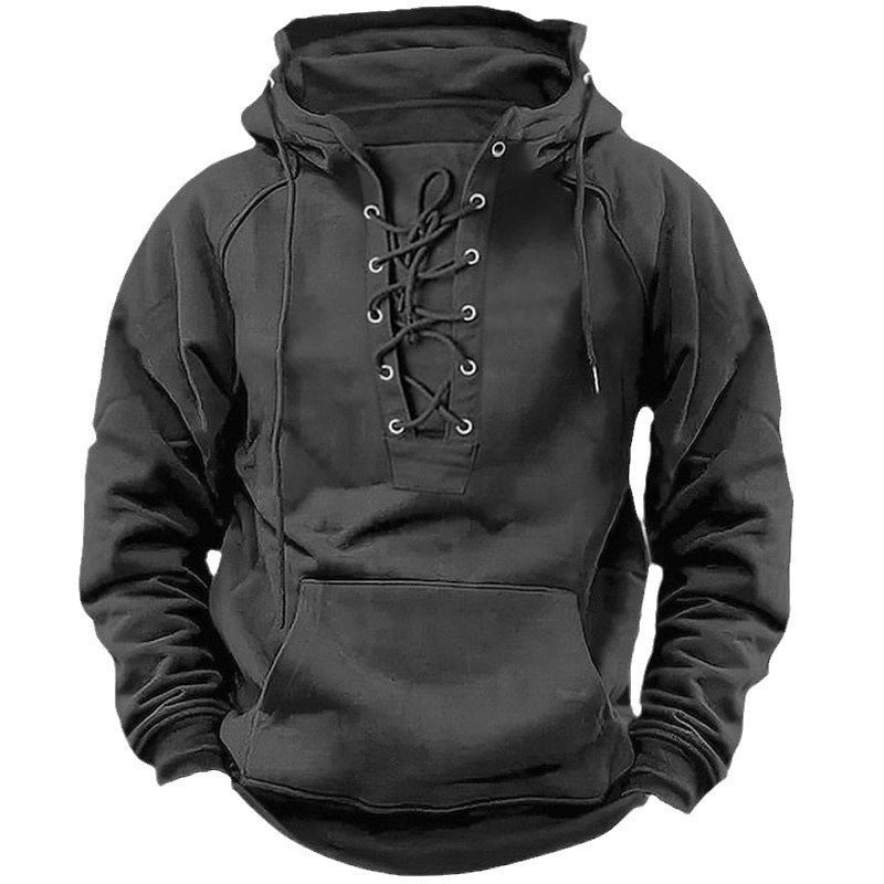 Sudadera con capucha y cordones Ins para hombre, top de manga larga informal deportivo con bolsillo