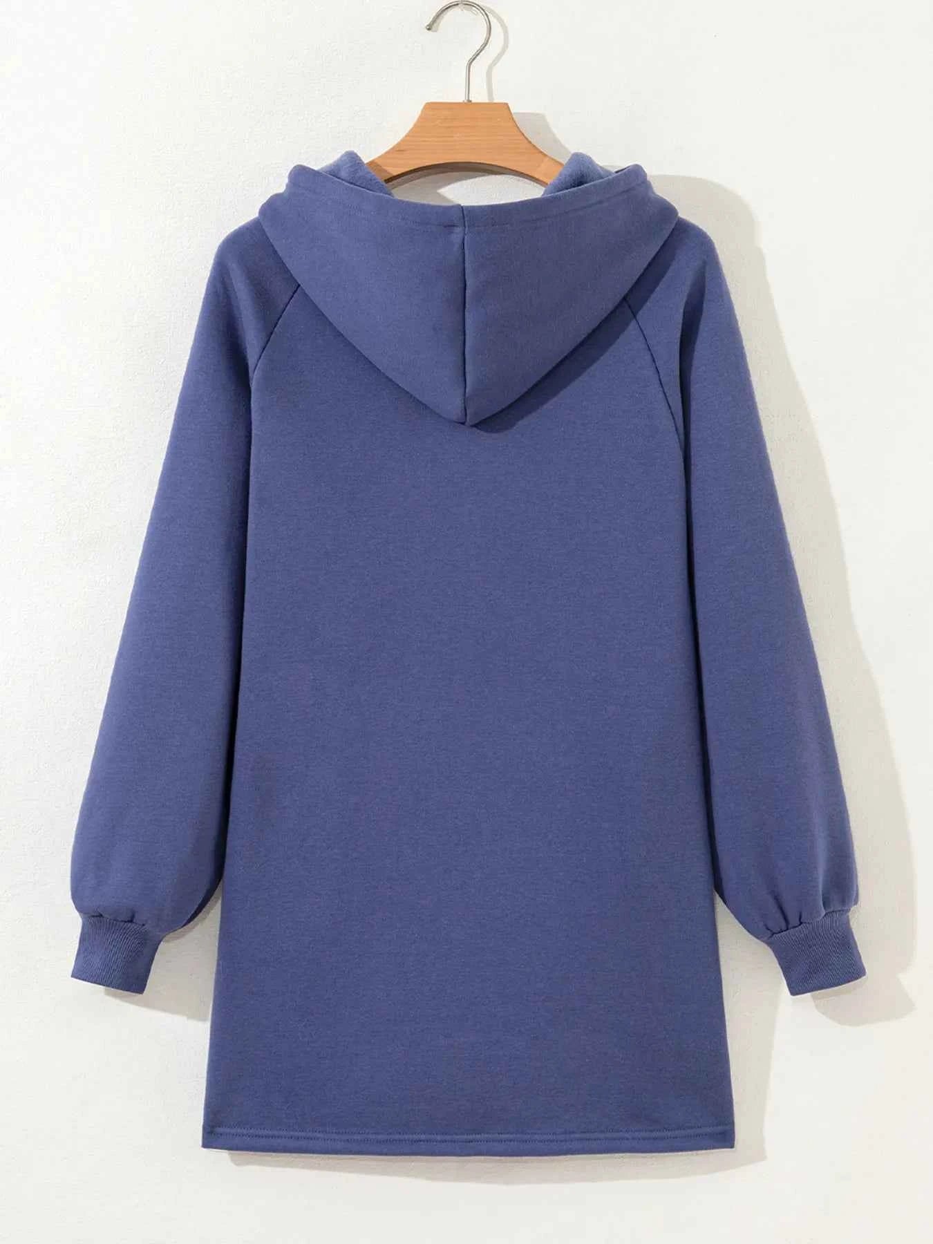 Fleece Lined Adjustable Drawstring Oversize Tunic Hoodie