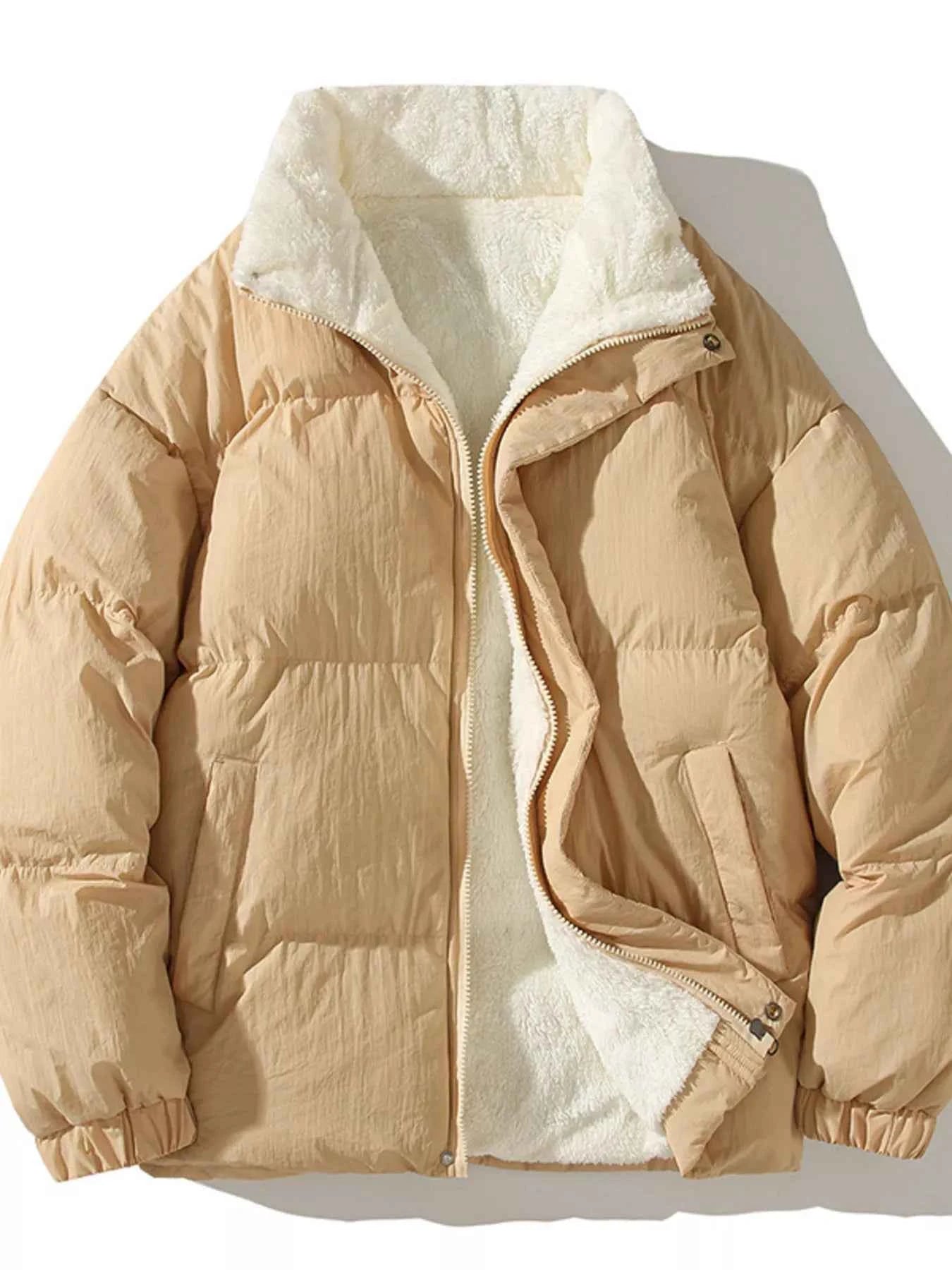 Men's Full Size Zip Up Fleece Puffer Jacket Plus Size