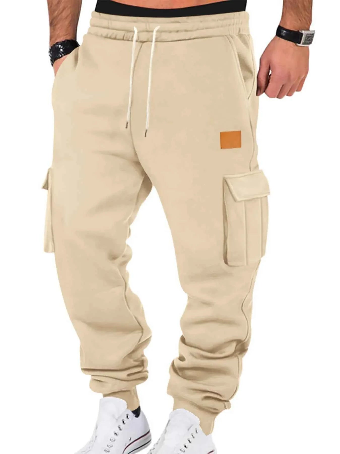 Men's Plus Size Cargo Jogger Pants with Full Size Drawstring