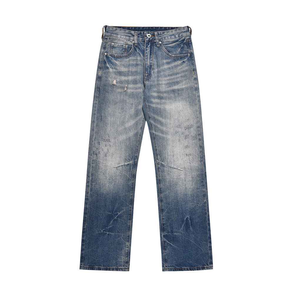 Men’s Dark Blue Denim Casual Pants