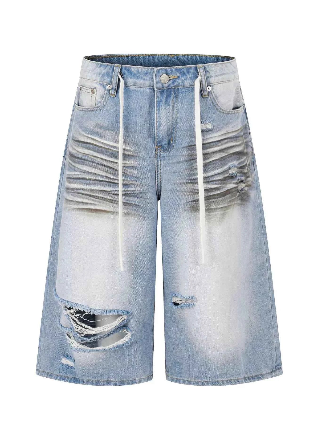 TrendMaster Men’s Full Size Distressed Wide-Leg Capri Jeans Plus Size