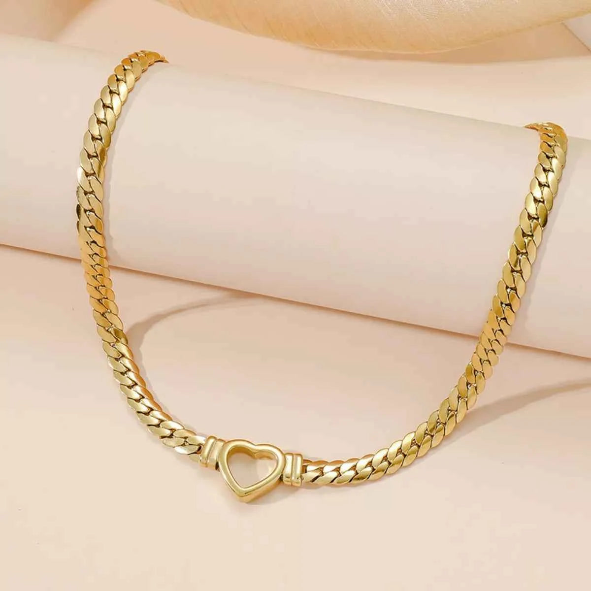 18K Gold-Plated Chain Heart Necklace