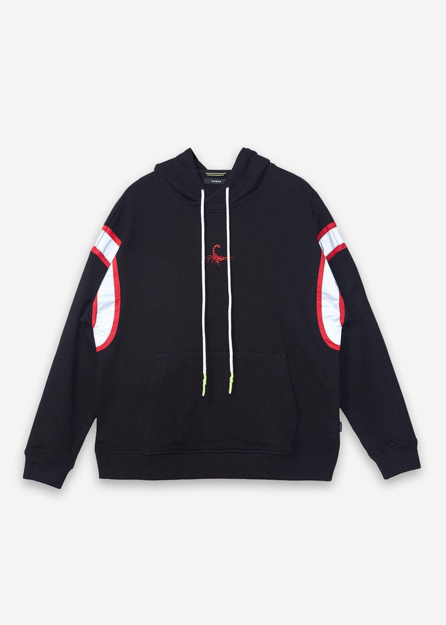 Men’s Reflective Tape Utility Cargo Hoodie – Black – Konus