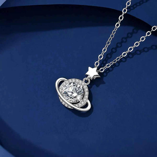 ✨ ✨ 1 Carat 925 Sterling Silver Moissanite Planet Pendant Necklace ✨