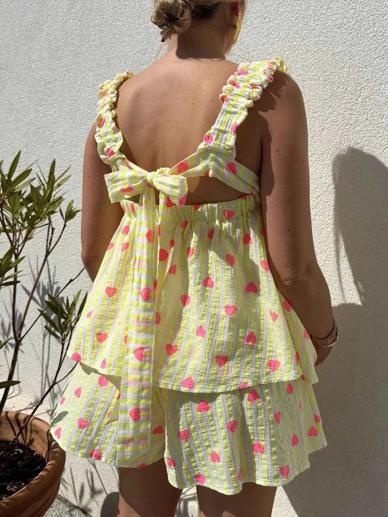Striped Heart Cami Top and Shorts Set
