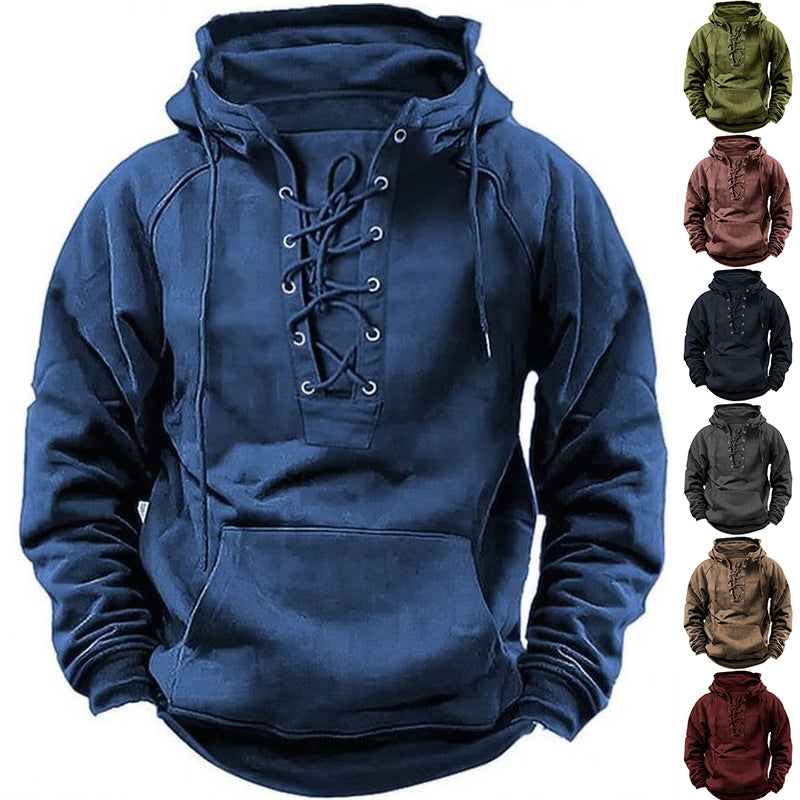 Sudadera con capucha y cordones Ins para hombre, top de manga larga informal deportivo con bolsillo