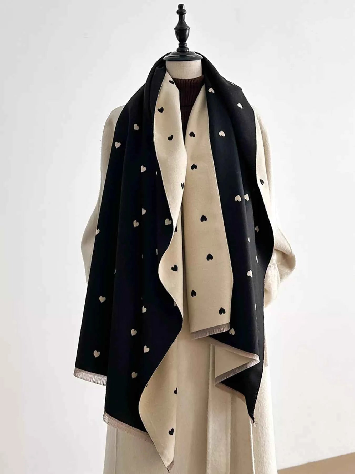 Heart Raw Hem Scarf