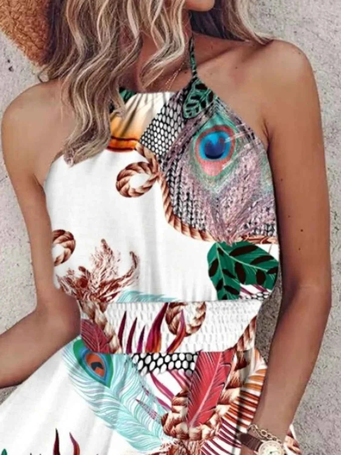 Paisley Print Halter Neck Mini Dress
