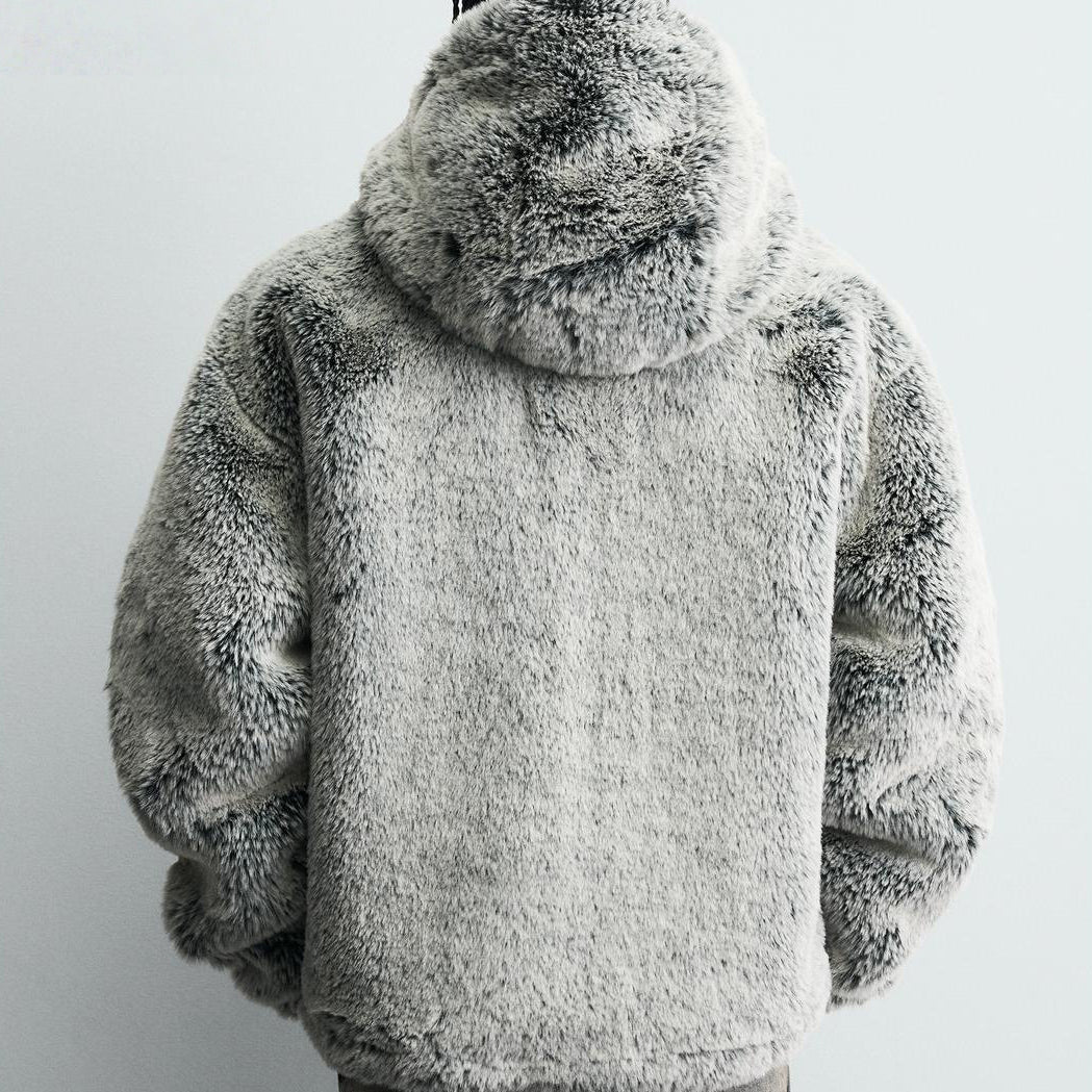 Chaqueta Abrigo con Capucha de Piel Sintética