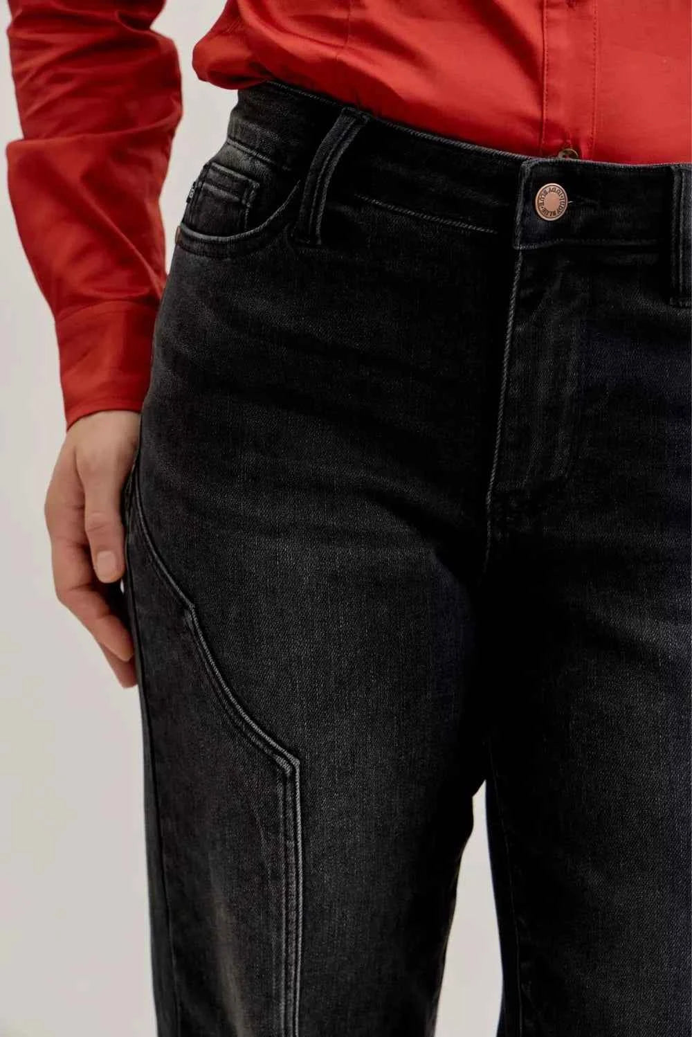Judy Blue Mid Rise Straight Western Seam Detail Jeans