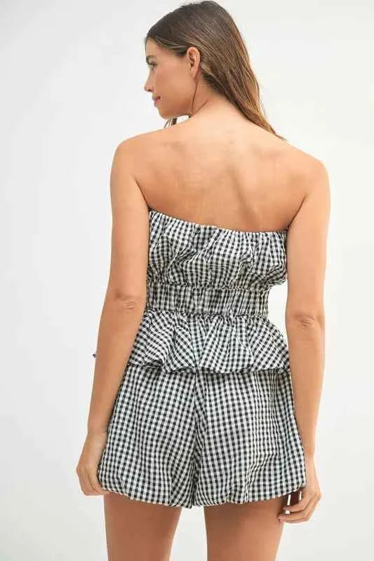 MABLE Gingham Two-Piece Set - Stylish Tube Top and Shorts Set