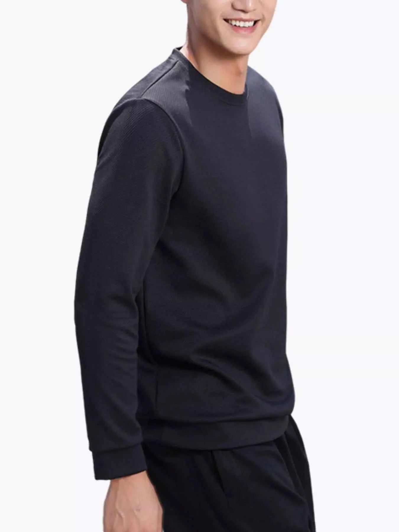 Men's Full Size Casual Solid Color Long Sleeve Sweatshirt Plus Size