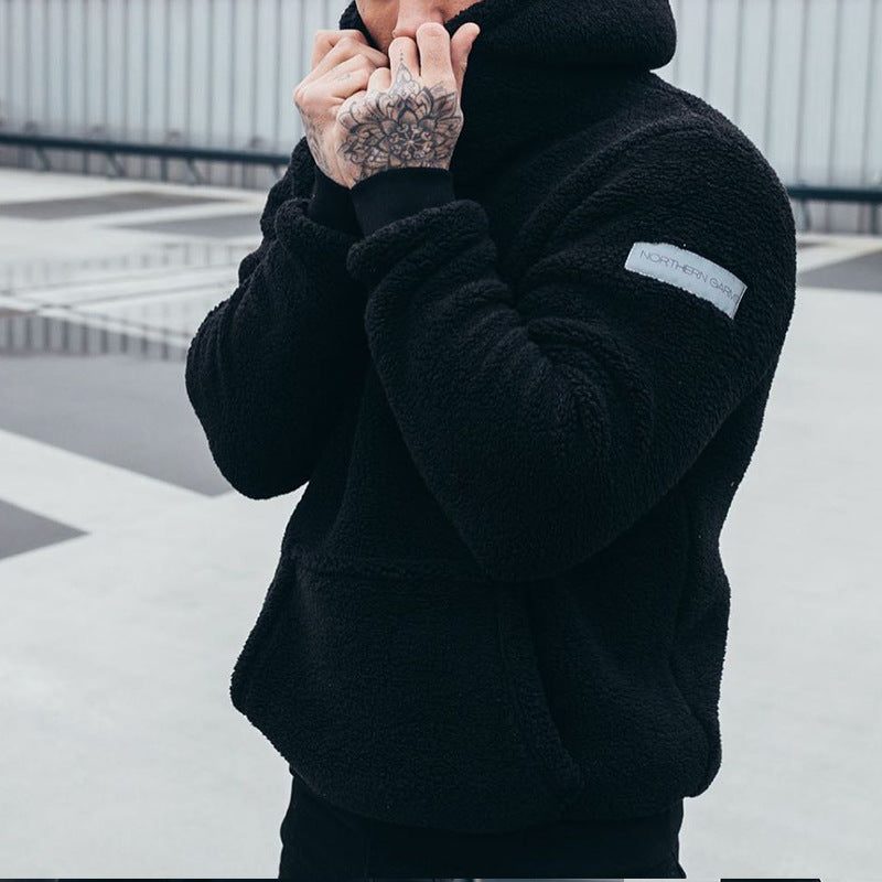Sudadera con capucha de felpa para hombre con bolsillo grande, jersey de moda de manga larga, top con capucha, ropa lisa.