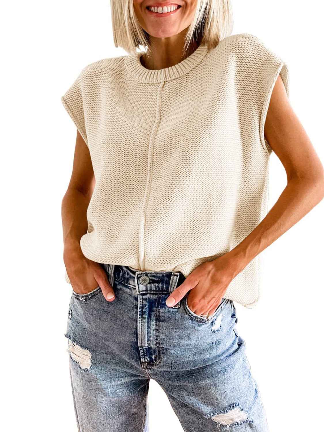 Cap Sleeve Sweater Vest for Stylish Comfort and Versatility