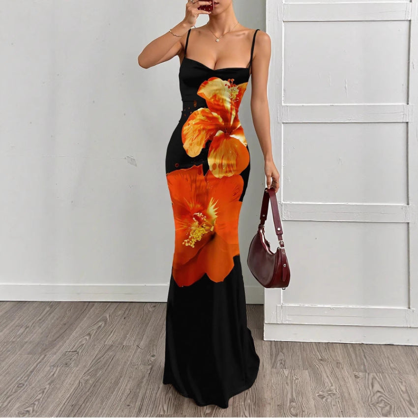 Vestido Maxi Ajustado con Estampado de Leopardo (Vestido Elegante sin Mangas Estilo Lápiz para Mujer)