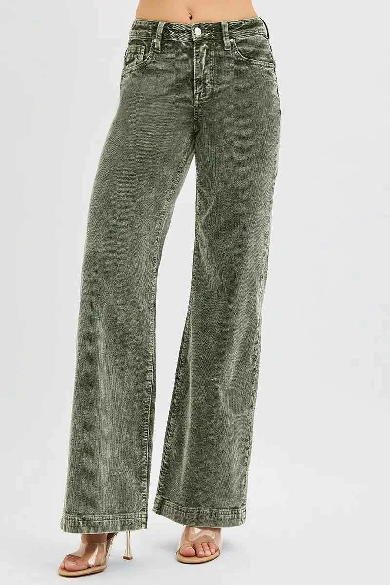 RISEN Full Size High Rise Wide Leg Corduroy Jeans Plus Size