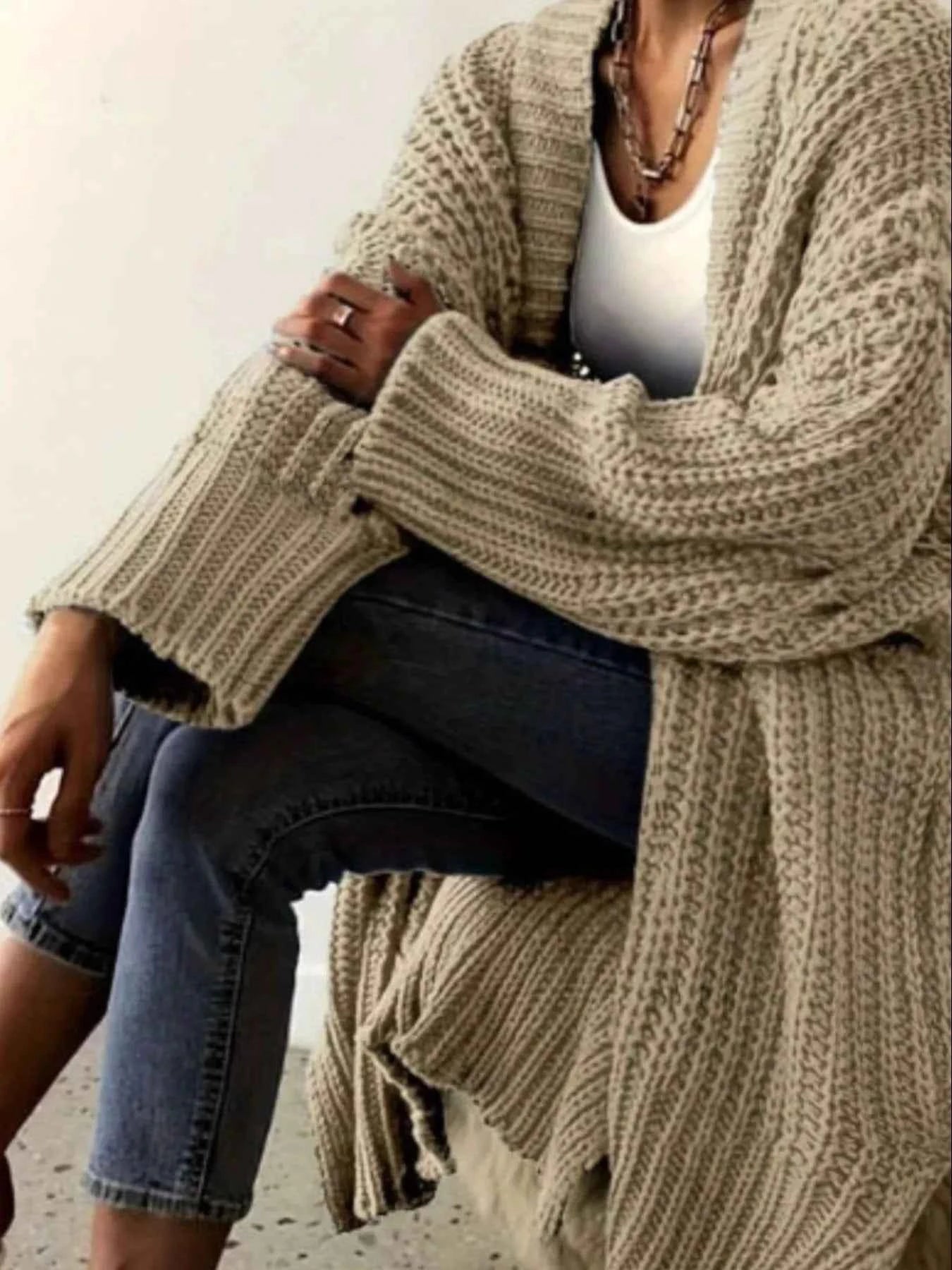 Chunky Knit Open Front Cardigan