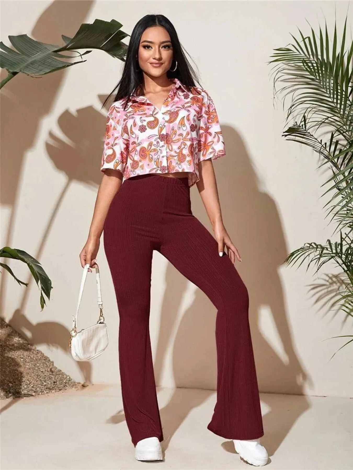 Full Size Plus Size High-Waist Flare Active Pants